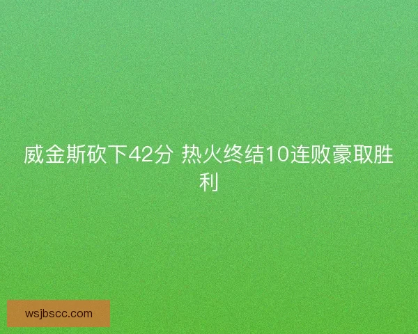 威金斯砍下42分 热火终结10连败豪取胜利