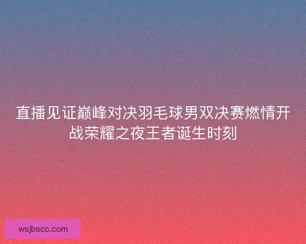 直播见证巅峰对决羽毛球男双决赛燃情开战荣耀之夜王者诞生时刻